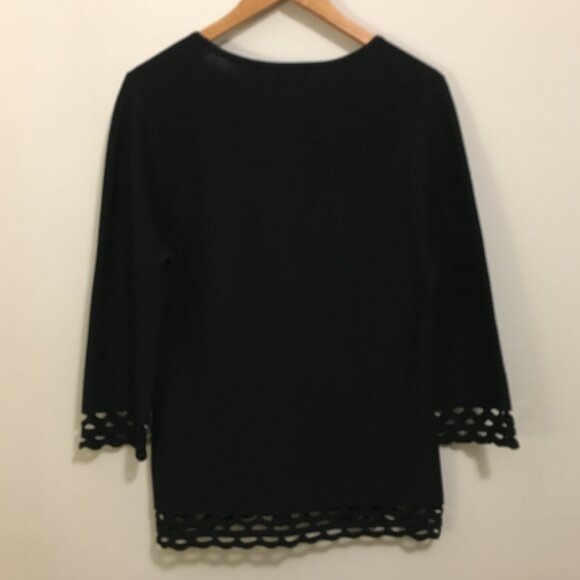 European Bylyse Black Die Cut Hem Designer Top - Picture 3 of 14